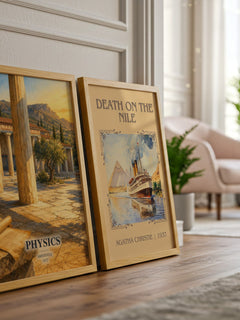 Physics watercolour print framed by window – literary home decor