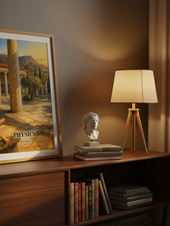 Physics watercolour print on bookshelf – Aristotle fan gift