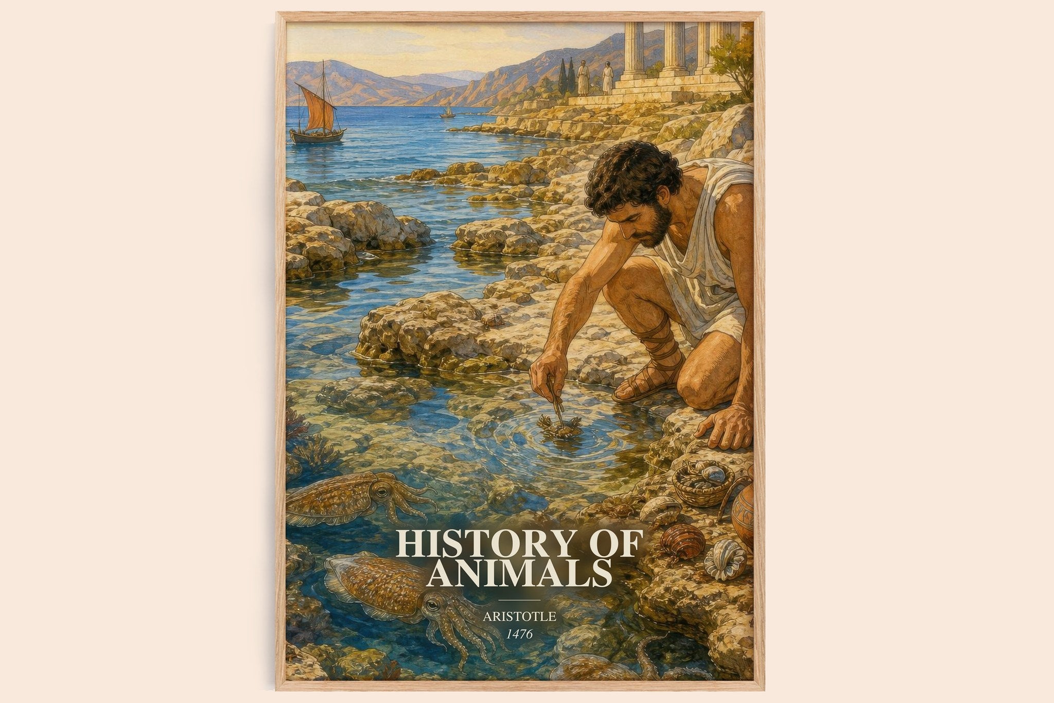 History of Animals Book Watercolour Illustration by Aristotle