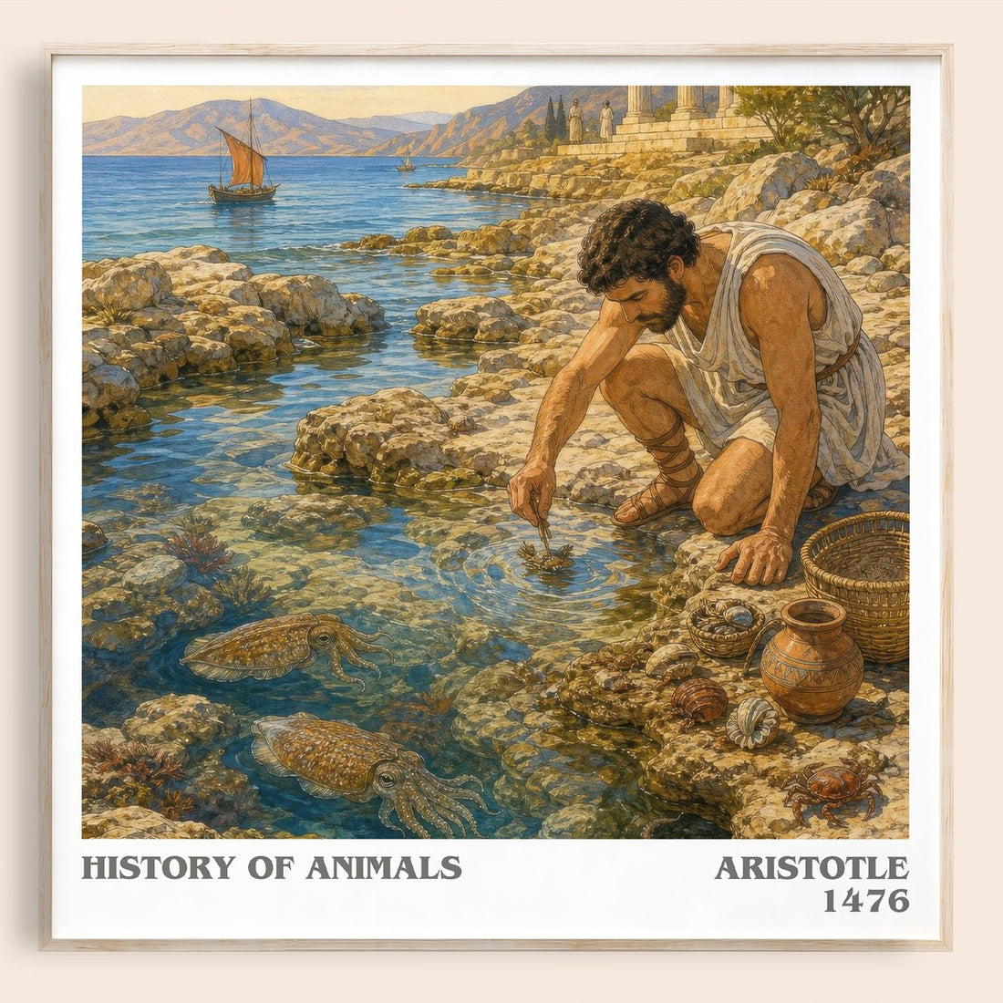 History of Animals literary book poster by Aristotle – framed literary art print