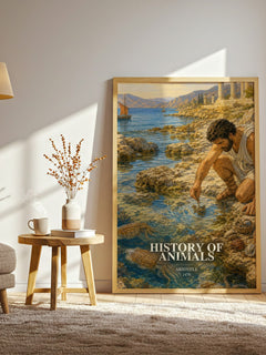 History of Animals watercolour print in frame leaning in hallway – philosophy wall art