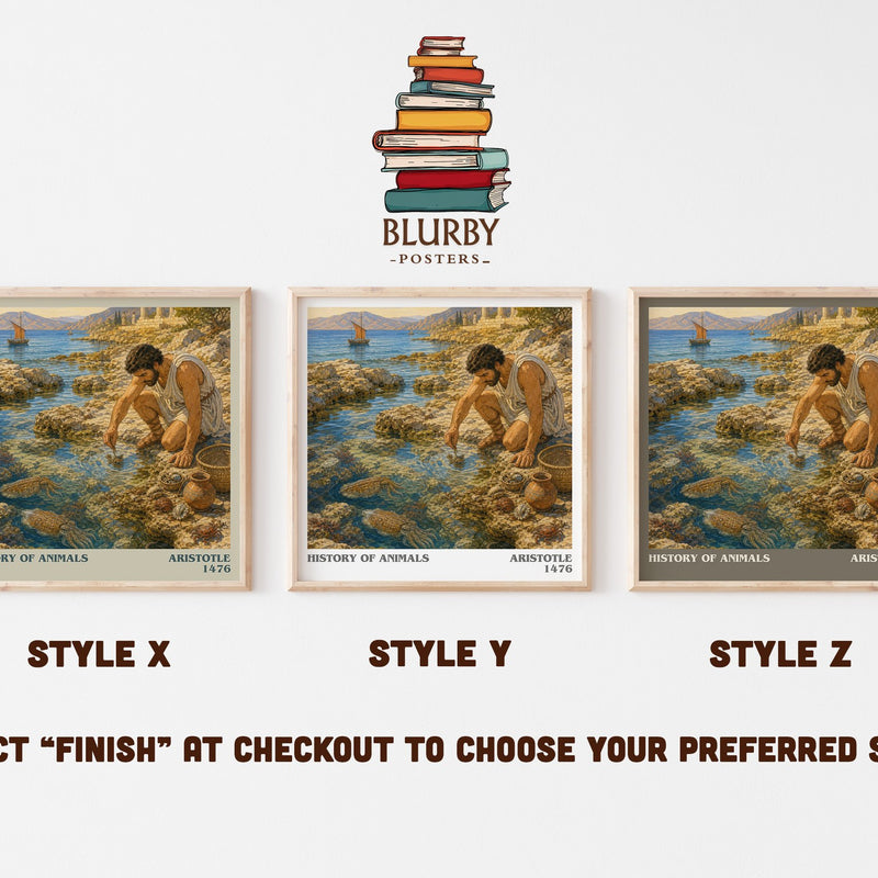 History of Animals literary print in frame leaning in hallway – philosophy wall art