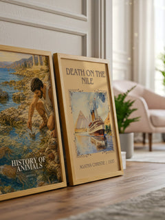 History of Animals watercolour print framed by window – literary home decor