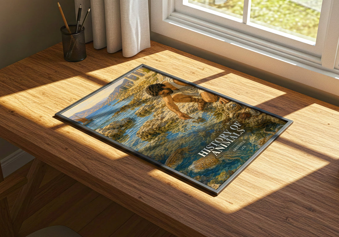 History of Animals watercolour book poster framed on wall – philosophy wall art