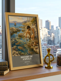 History of Animals book cover print framed by window – literary home decor