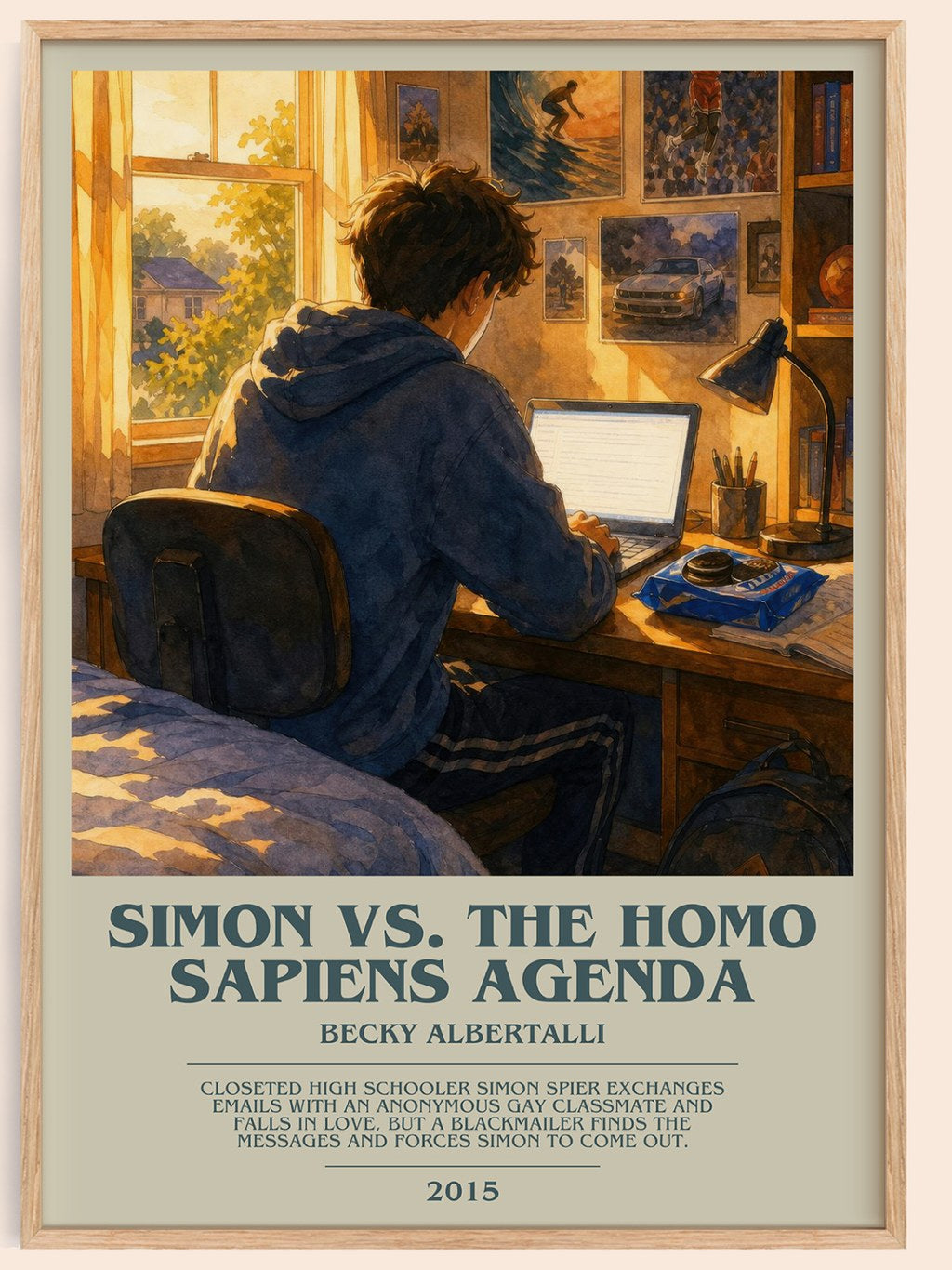Simon vs. the Homo Sapiens Agenda bookish book poster by Becky Albertalli – framed literary art print