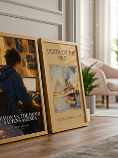 Simon vs. the Homo Sapiens Agenda watercolour print framed by window – literary home decor