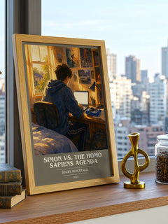 Simon vs. the Homo Sapiens Agenda book cover print framed by window – literary home decor