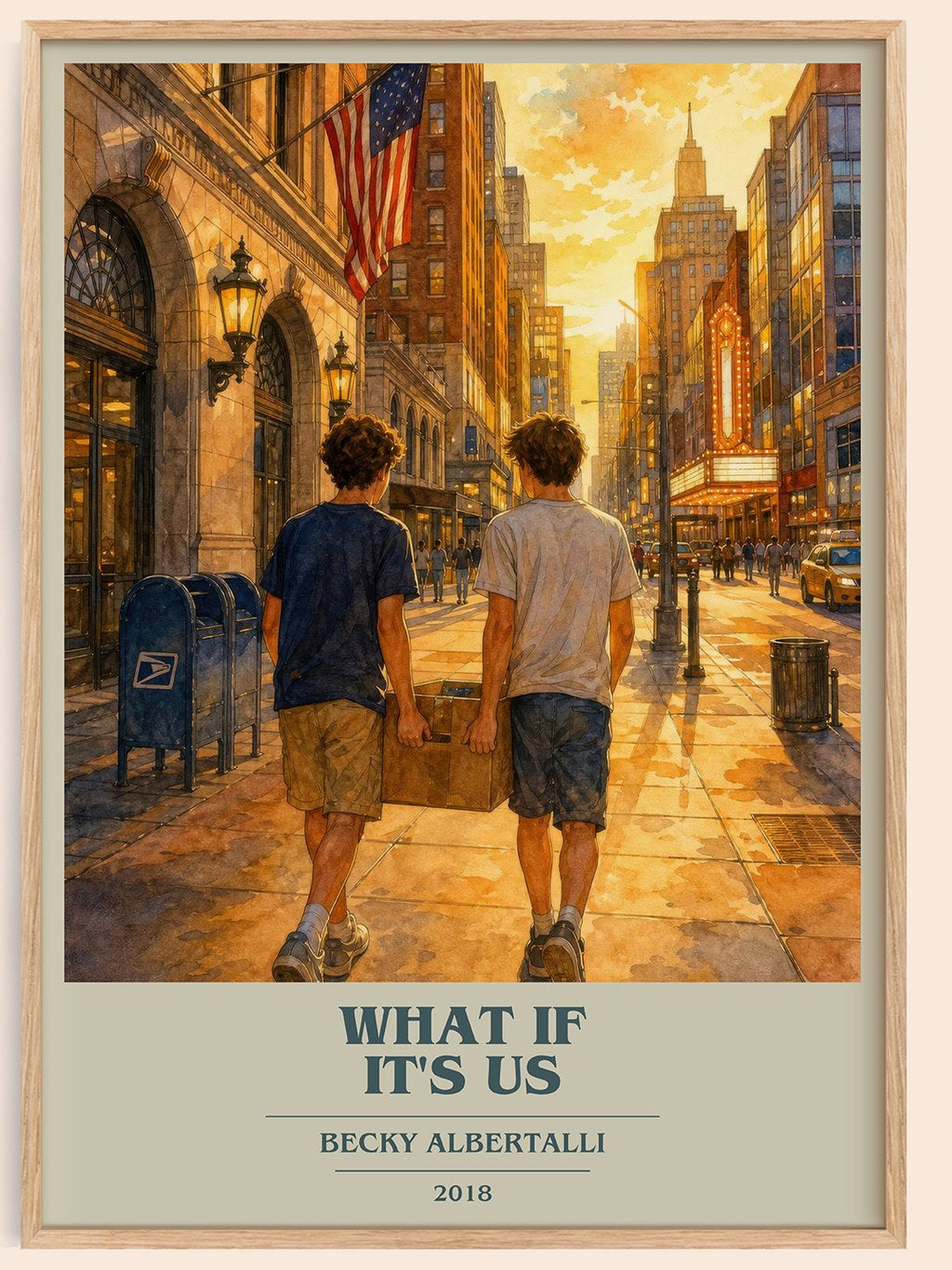 What If It's Us book cover book poster by Becky Albertalli – framed literary art print