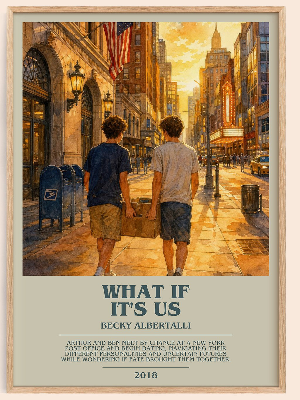 What If It's Us bookish book poster by Becky Albertalli – framed literary art print