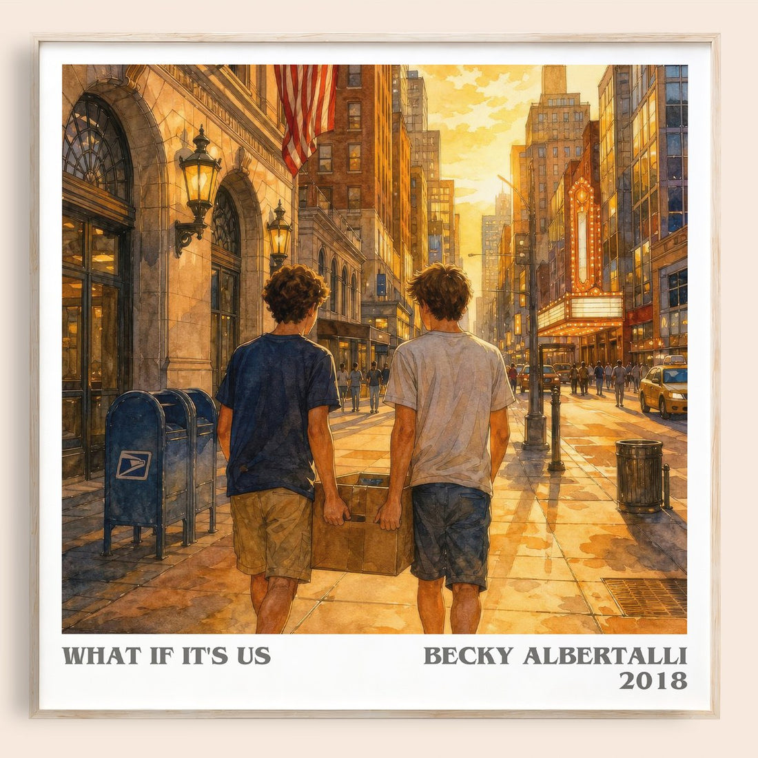 What If It's Us literary book poster by Becky Albertalli – framed literary art print