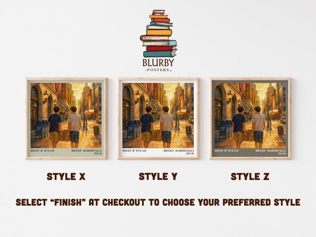 What If It's Us literary print in frame leaning in hallway – young adult wall art (mockup)
