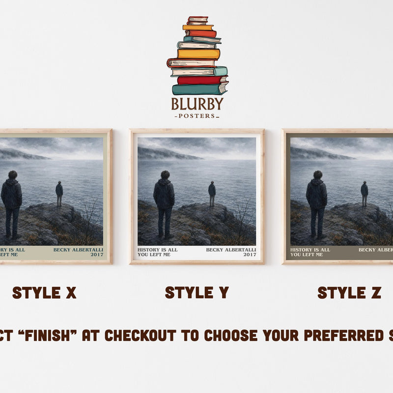 History Is All You Left Me literary print in frame leaning in hallway – young adult wall art