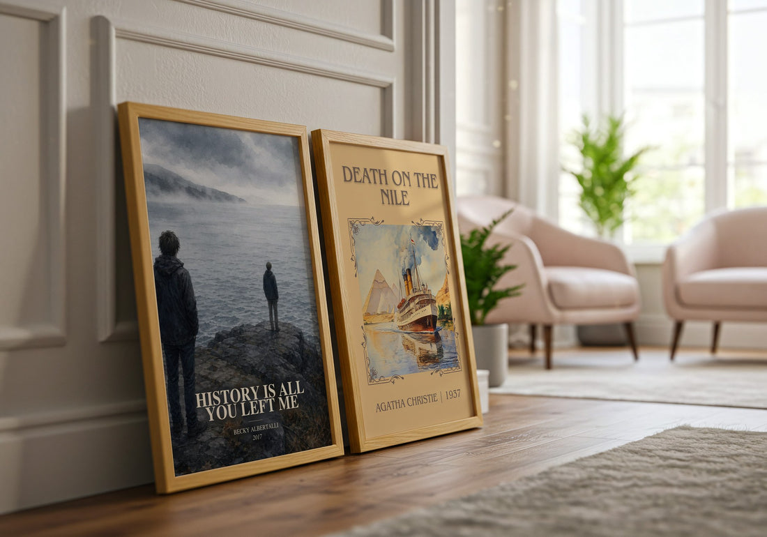 History Is All You Left Me watercolour print framed by window – literary home decor