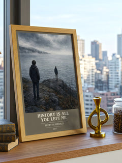 History Is All You Left Me book cover print framed by window – literary home decor