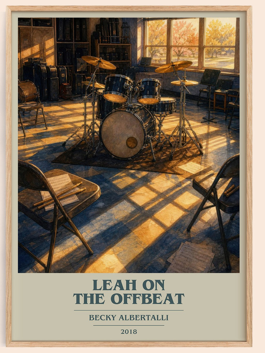 Leah on the offbeat book cover book poster by Becky Albertalli – framed literary art print