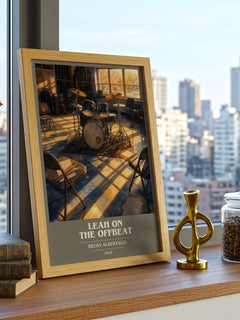 Leah on the offbeat book cover print framed by window – literary home decor