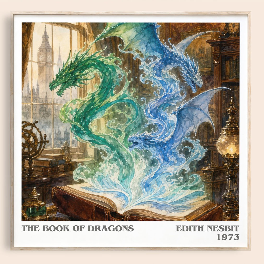 The Book of Dragons literary book poster by Edith Nesbit – framed literary art print