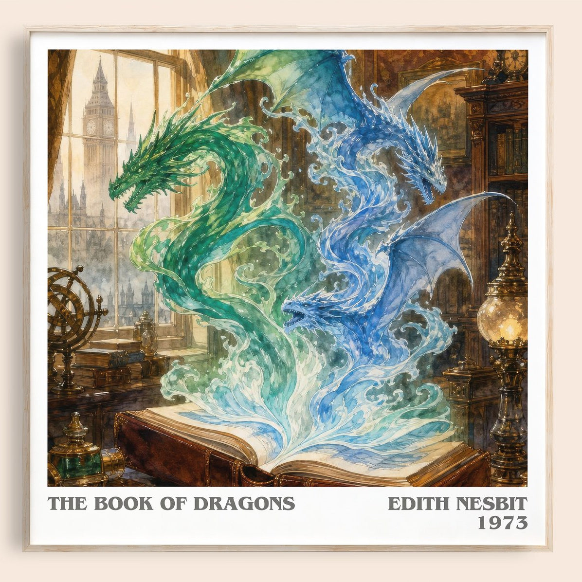 The Book of Dragons literary book poster by Edith Nesbit – framed literary art print