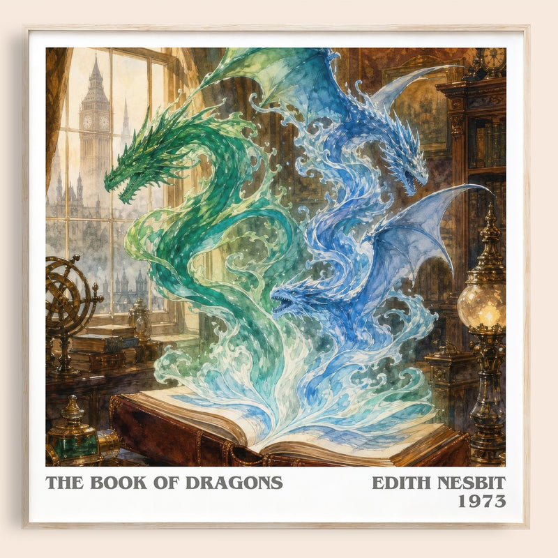 The Book of Dragons literary book poster by Edith Nesbit – framed literary art print