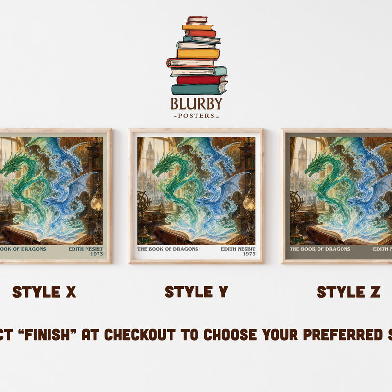 The Book of Dragons literary print in frame leaning in hallway – childrens wall art