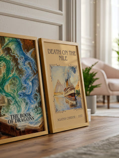The Book of Dragons watercolour print framed by window – literary home decor