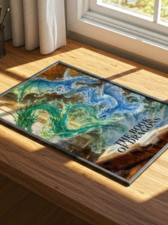 The Book of Dragons watercolour book poster framed on wall – childrens wall art