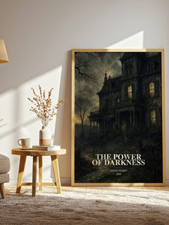 The Power of Darkness watercolour print in frame leaning in hallway – gothic wall art
