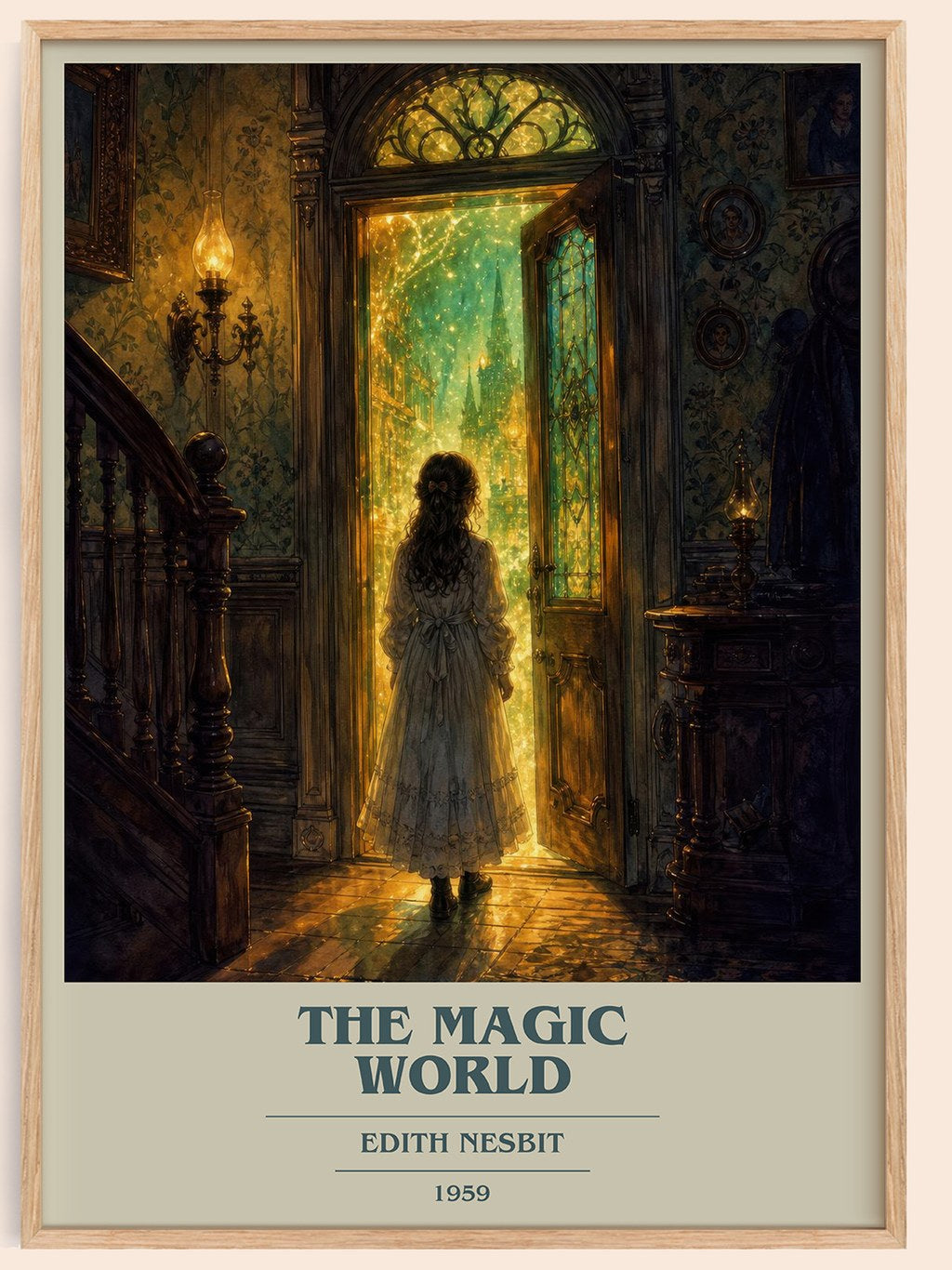 The Magic World book cover book poster by Edith Nesbit – framed literary art print