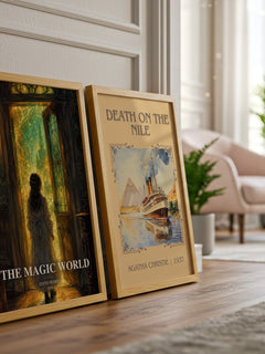 The Magic World watercolour print framed by window – literary home decor