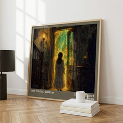 The Magic World literary print framed by window – literary home decor
