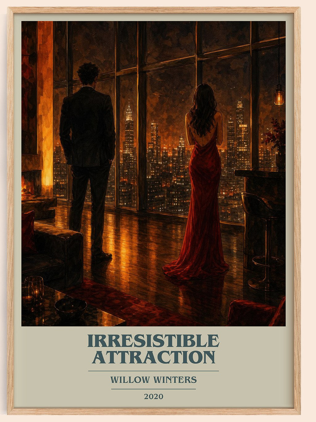 Irresistible Attraction book cover book poster by Willow Winters – framed literary art print