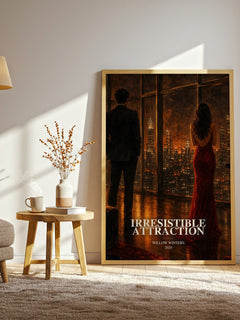Irresistible Attraction watercolour print in frame leaning in hallway – romance wall art