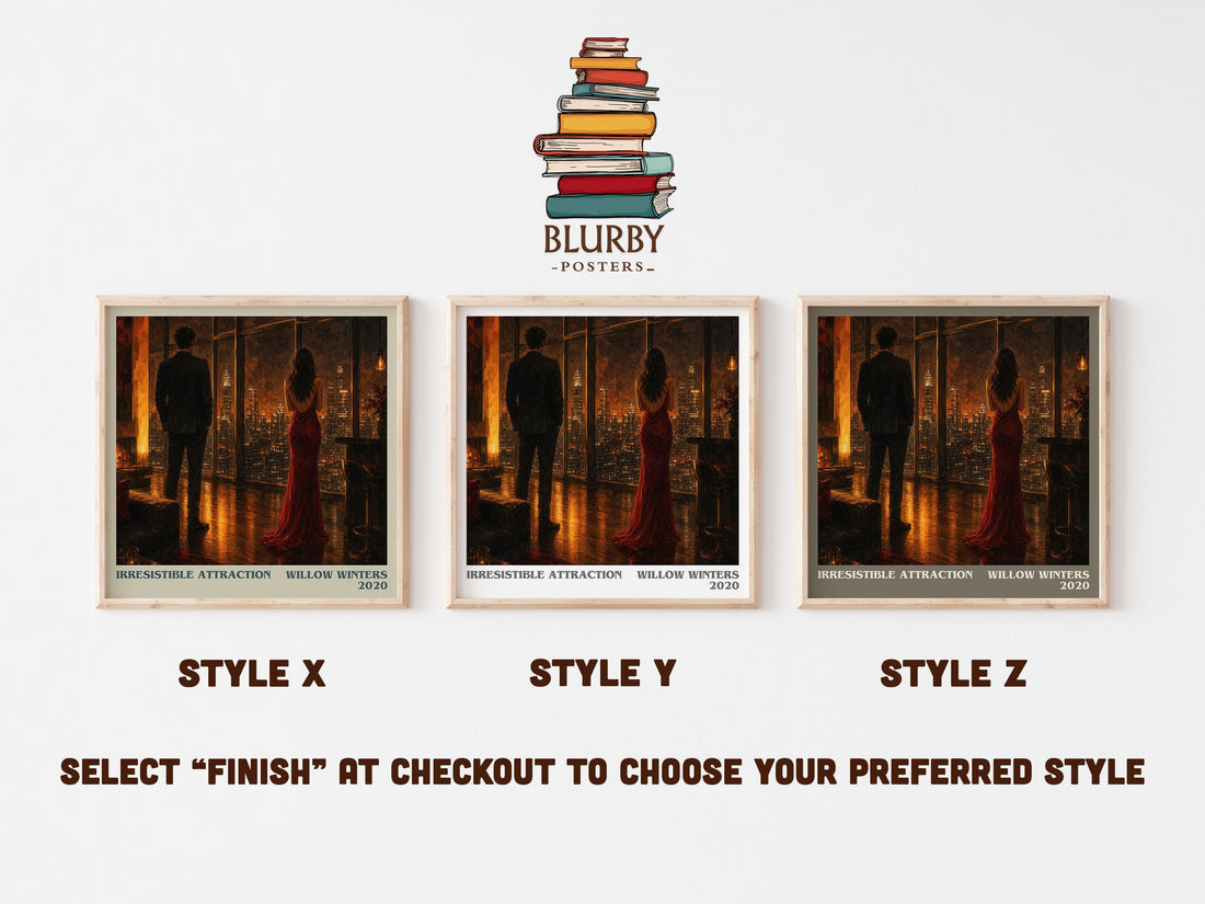 Irresistible Attraction literary print in frame leaning in hallway – romance wall art (mockup)