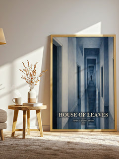 House of Leaves watercolour print in frame leaning in hallway – horror wall art