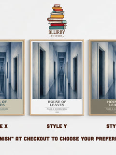 House of Leaves book cover print in frame leaning in hallway – horror wall art