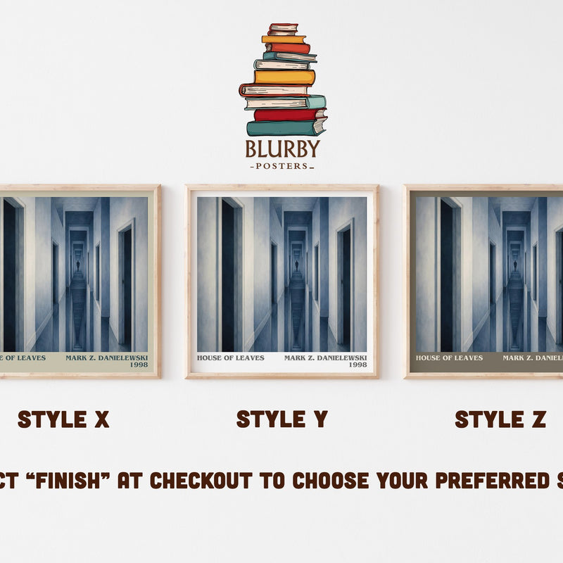 House of Leaves literary print in frame leaning in hallway – horror wall art