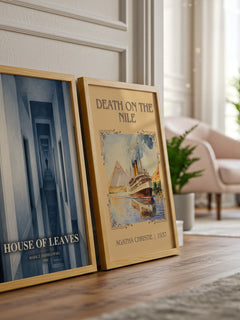 House of Leaves watercolour print framed by window – literary home decor