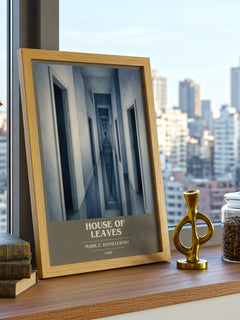 House of Leaves book cover print framed by window – literary home decor