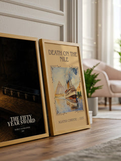 The fifty year sword watercolour print framed by window – literary home decor