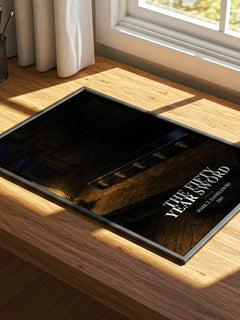 The fifty year sword watercolour book poster framed on wall – horror wall art