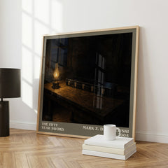 The fifty year sword literary print framed by window – literary home decor