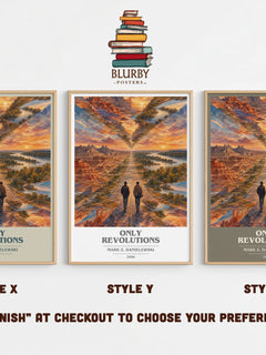 Only Revolutions book cover print in frame leaning in hallway – literary fiction wall art