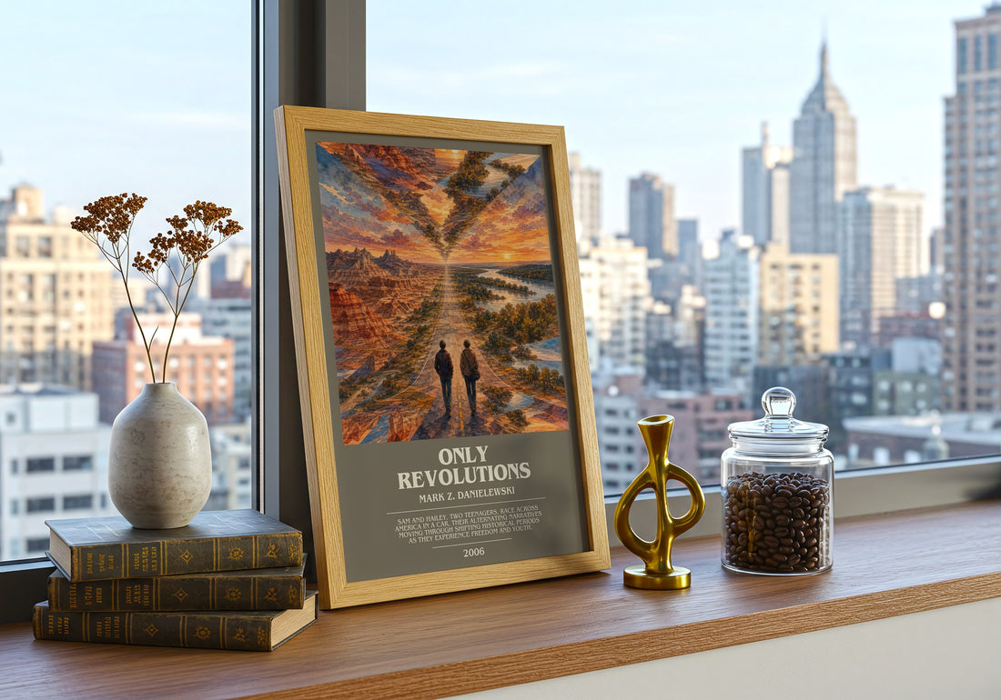 Only Revolutions bookish print framed by window – literary home decor