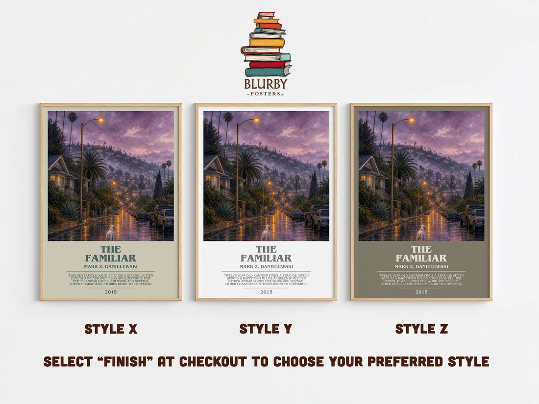 The familiar bookish print in frame leaning in hallway – literary fiction wall art (mockup)