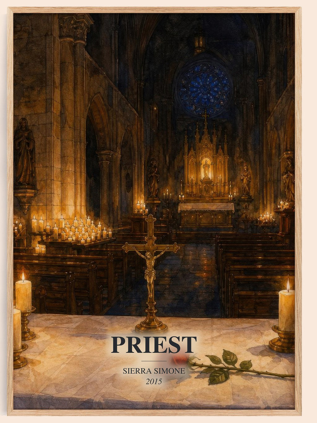 Priest watercolour book poster by Sierra Simone – framed literary art print