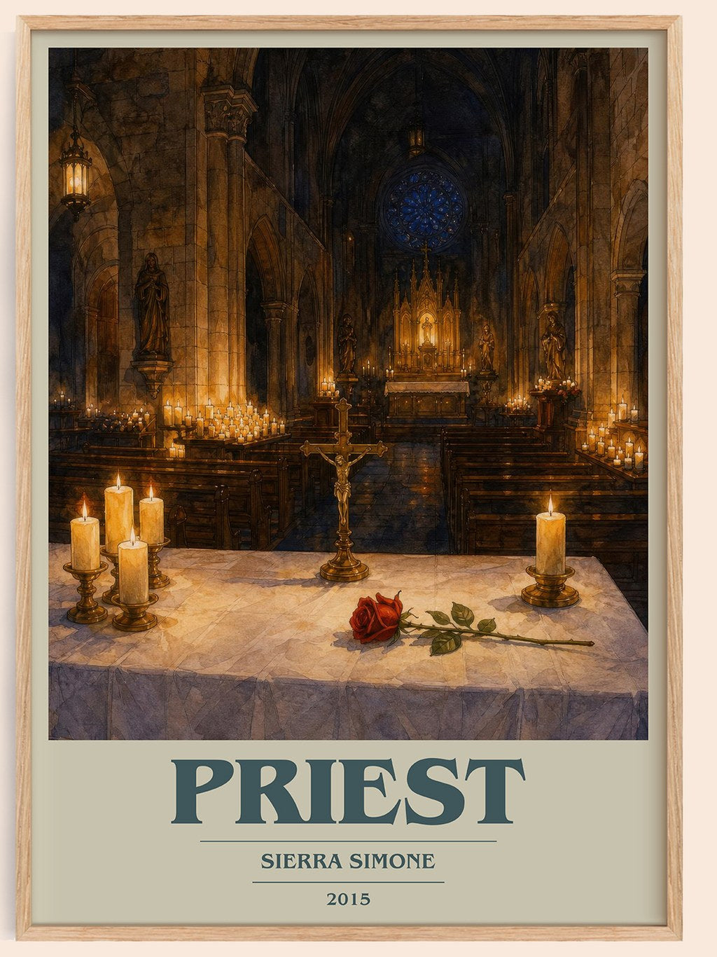 Priest book cover book poster by Sierra Simone – framed literary art print