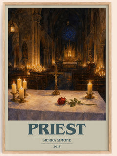Priest book cover book poster by Sierra Simone – framed literary art print