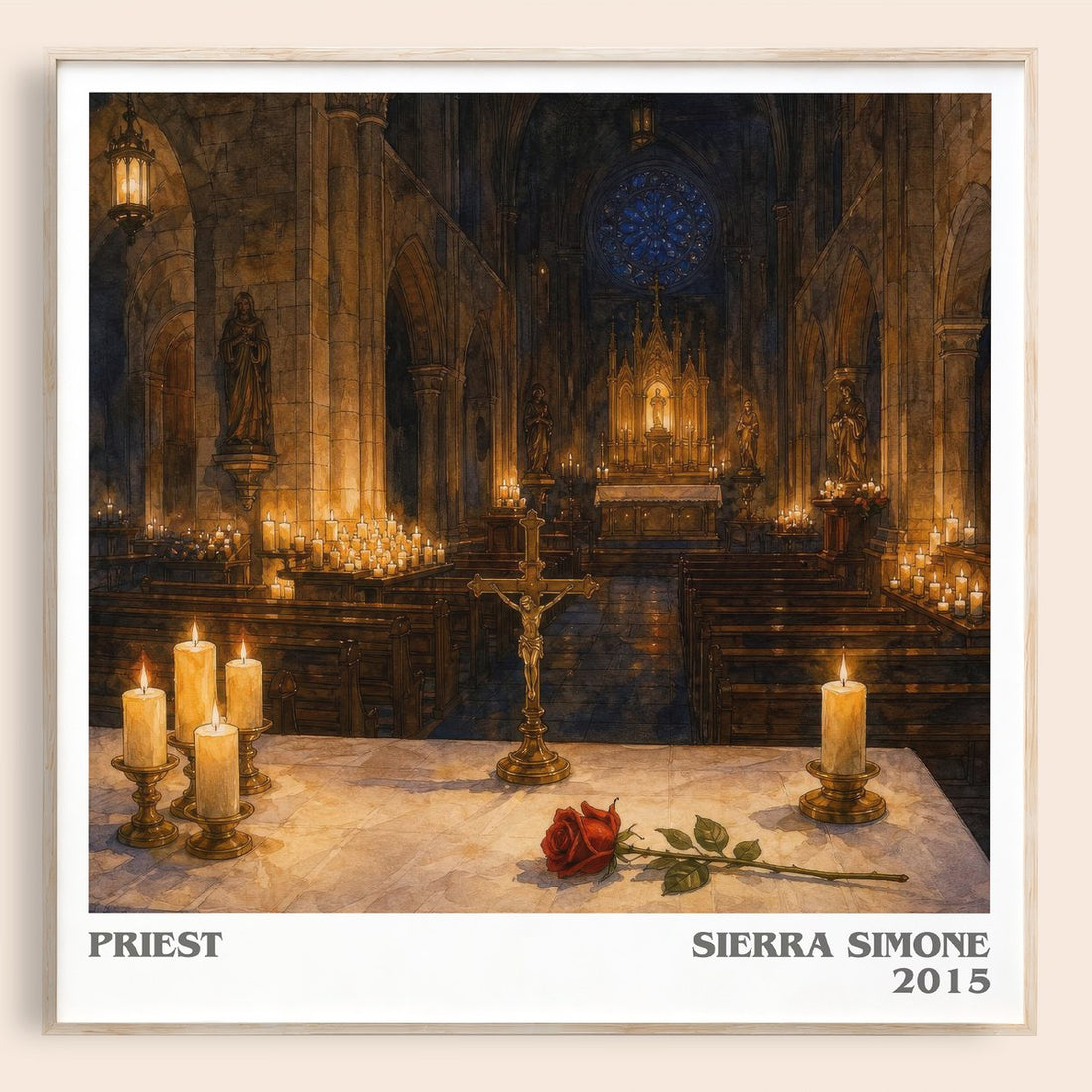 Priest literary book poster by Sierra Simone – framed literary art print