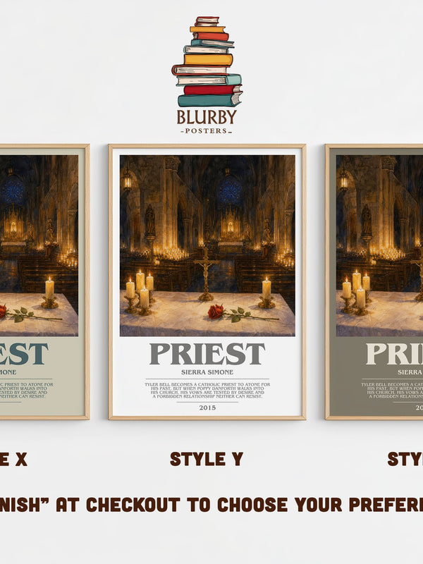 Priest bookish print in frame leaning in hallway – romance wall art